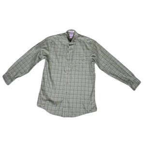 LL Bean Green Plaid Long Sleeve Button-Down Shirt Sz Med 100% Cotton Gently Used